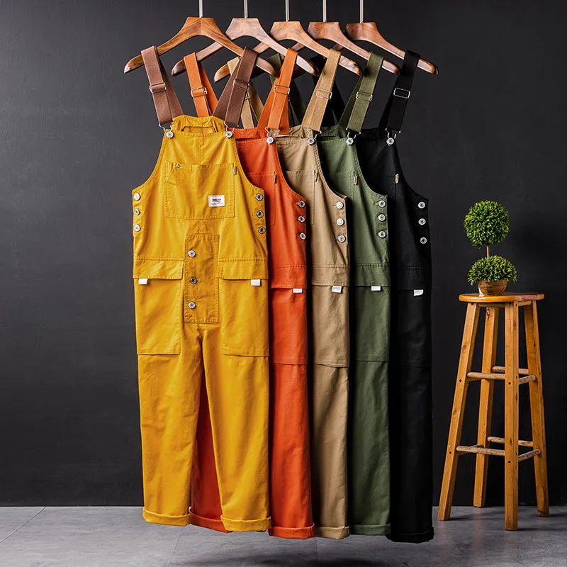 American Casual Multi-Pocket Hiphop Streetwear Jumpsuits Jogger Suspender Cargo Bib Unisex Overalls