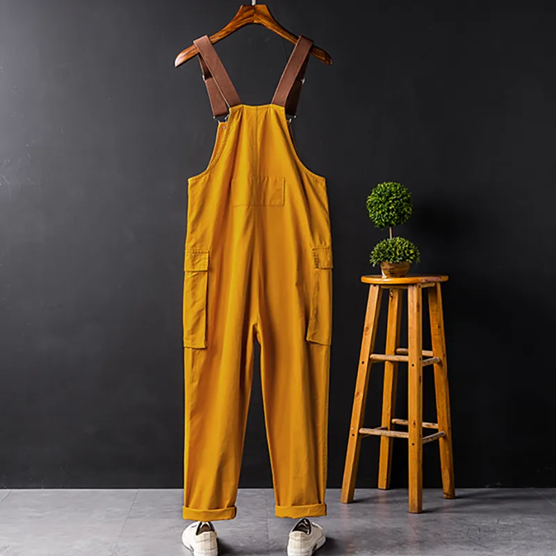 American Casual Multi-Pocket Hiphop Streetwear Jumpsuits Jogger Suspender Cargo Bib Unisex Overalls