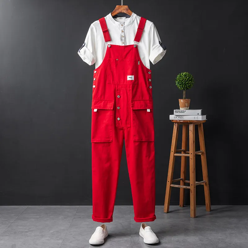 American Casual Multi-Pocket Hiphop Streetwear Jumpsuits Jogger Suspender Cargo Bib Unisex Overalls