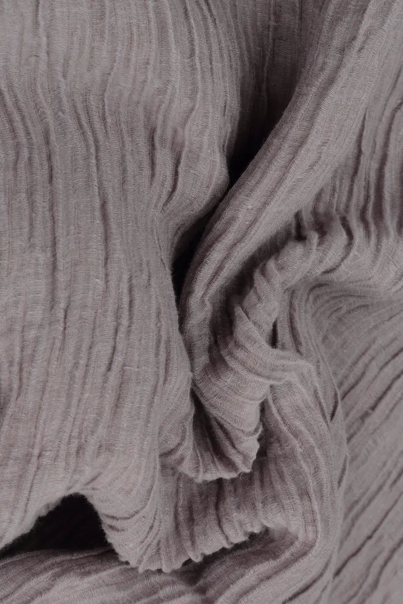 Dropped Edge Greige Crinkled Silk Tunic