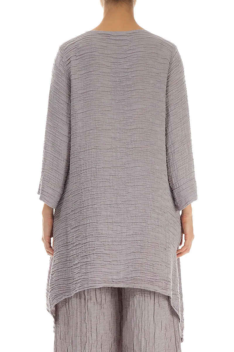 Dropped Edge Greige Crinkled Silk Tunic