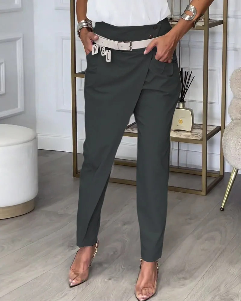 EMILIA - High-Waist Pants   Free Belt