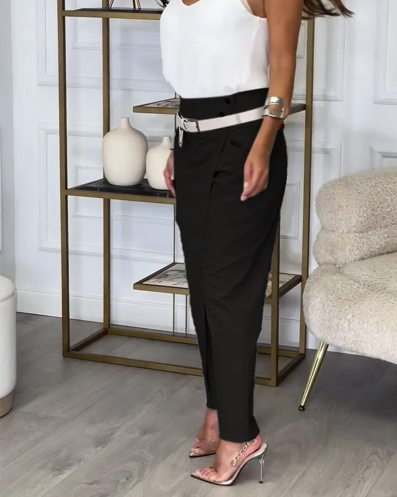 EMILIA - High-Waist Pants   Free Belt