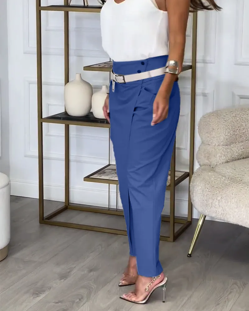 EMILIA - High-Waist Pants   Free Belt