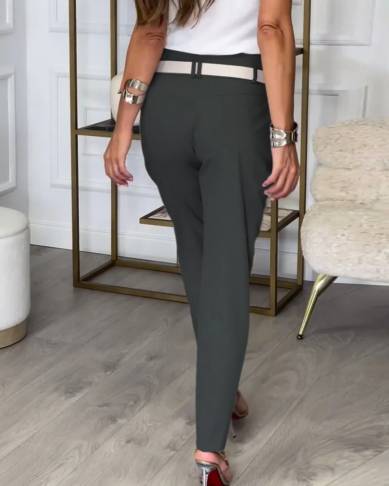 EMILIA - High-Waist Pants   Free Belt