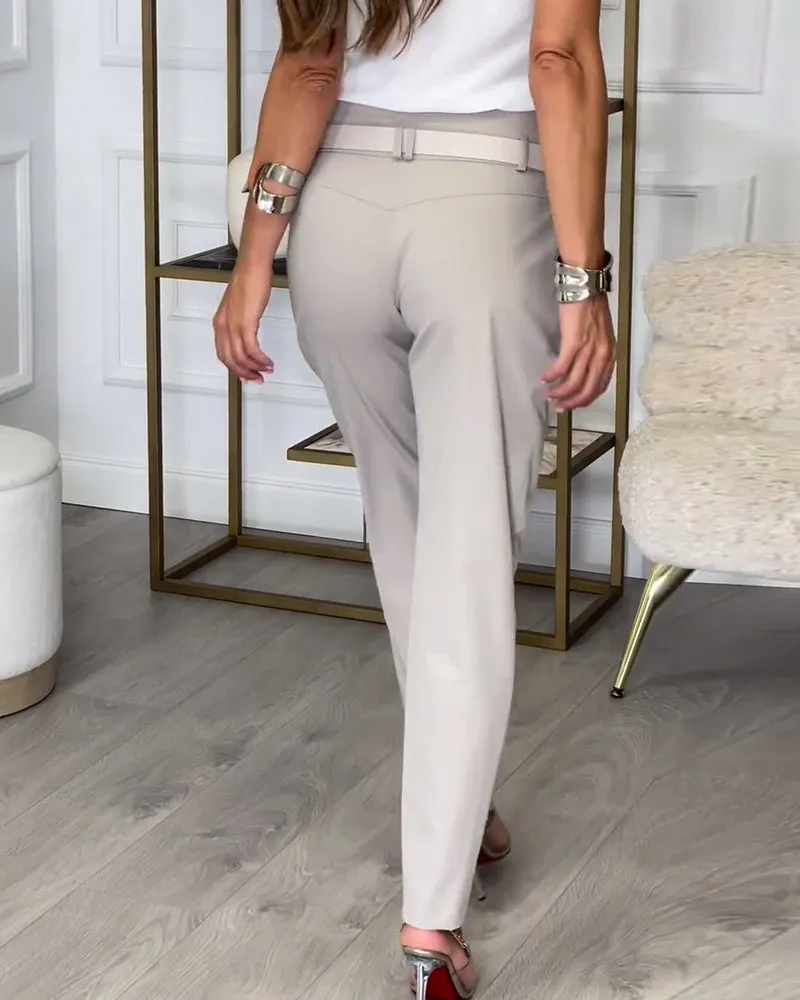 EMILIA - High-Waist Pants   Free Belt