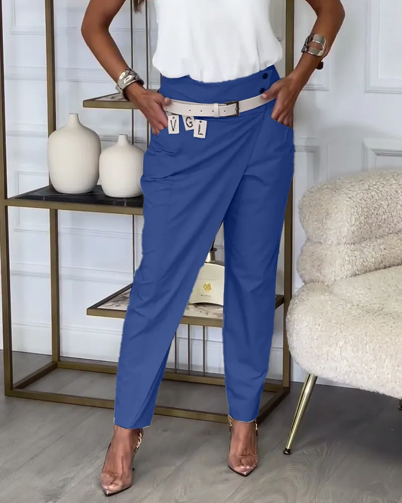 EMILIA - High-Waist Pants   Free Belt