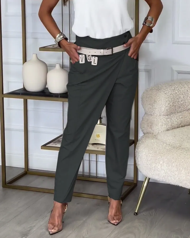 EMILIA - High-Waist Pants   Free Belt