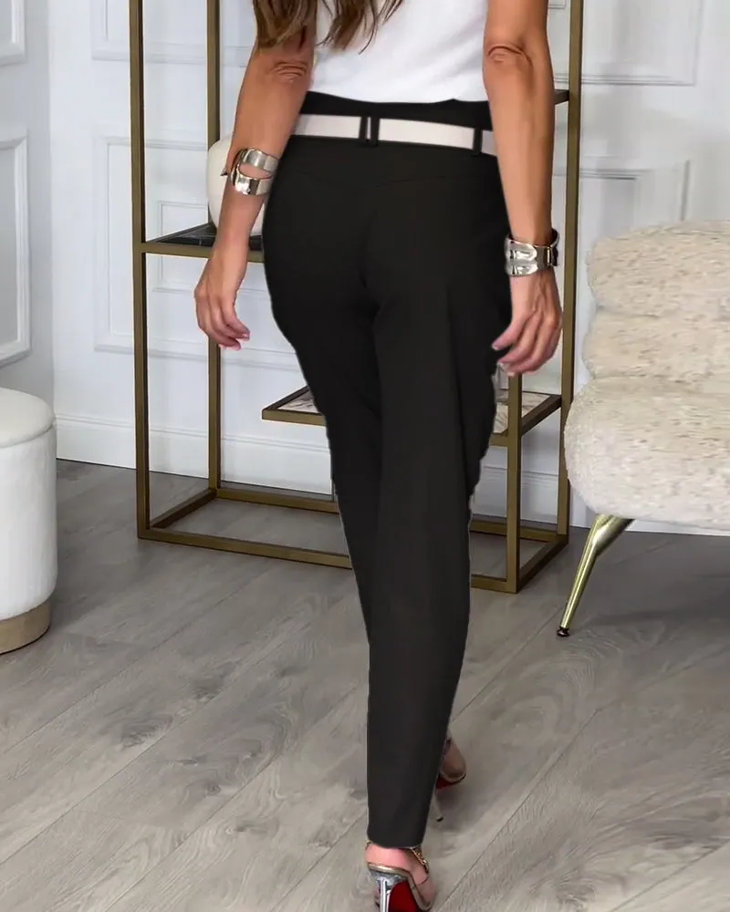 EMILIA - High-Waist Pants   Free Belt