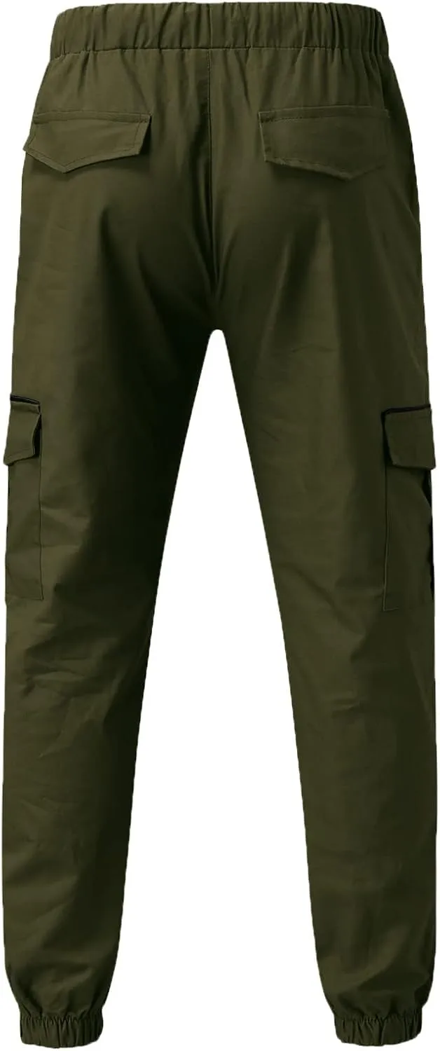 Mens Workout Cargo Sweatpants Warm Fleece Heavyweight Gym Athletic Running Track 5 Pocket Winter Sweat Pants Athletic