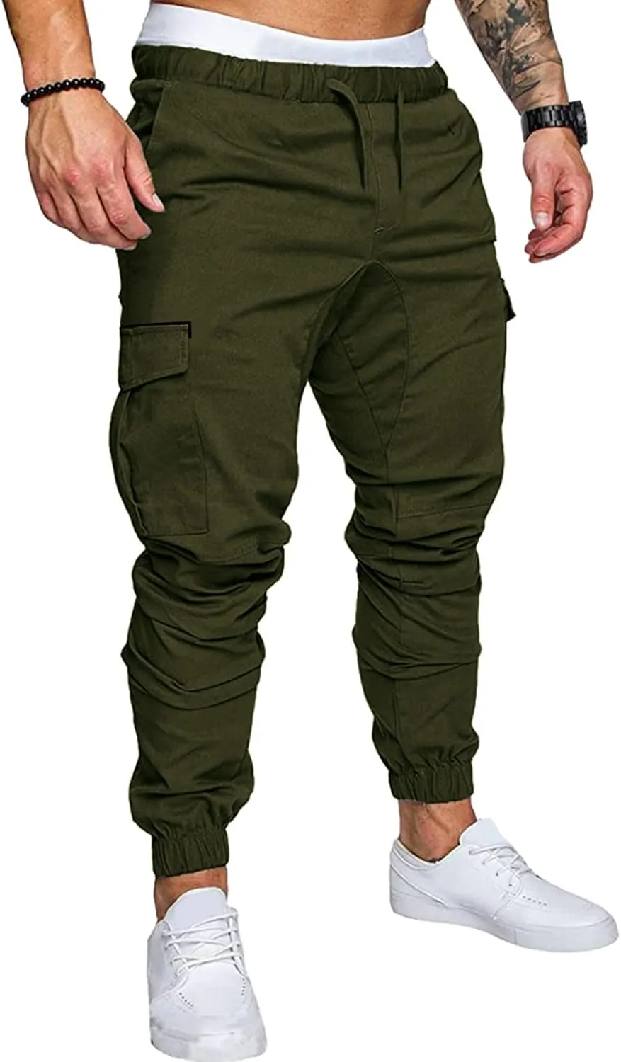 Mens Workout Cargo Sweatpants Warm Fleece Heavyweight Gym Athletic Running Track 5 Pocket Winter Sweat Pants Athletic