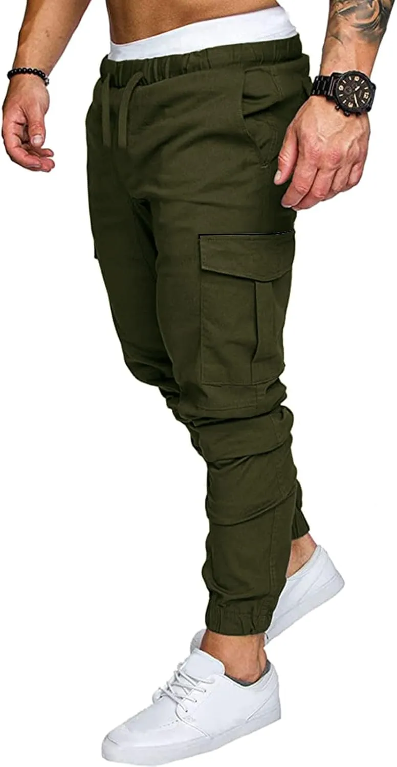 Mens Workout Cargo Sweatpants Warm Fleece Heavyweight Gym Athletic Running Track 5 Pocket Winter Sweat Pants Athletic