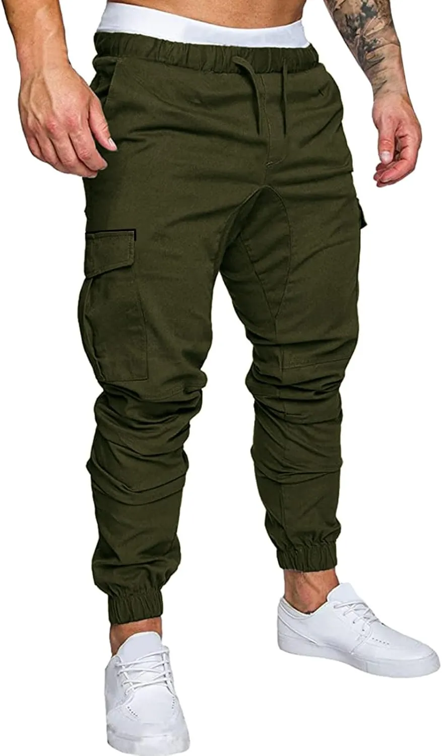 Mens Workout Cargo Sweatpants Warm Fleece Heavyweight Gym Athletic Running Track 5 Pocket Winter Sweat Pants Athletic