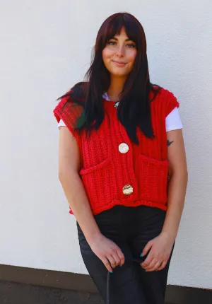 Multicolor chunky needle knitted vest