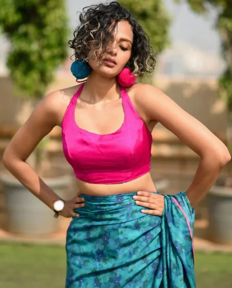 Readymade Striking Pink Blouse Made of Handloom Chanderi Silk