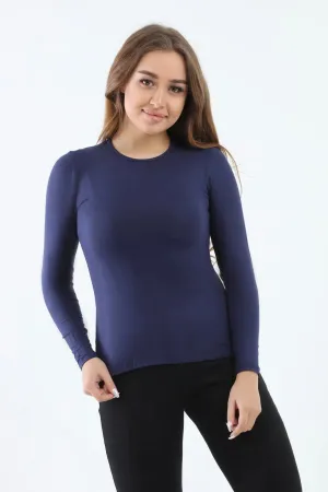 T-Shirt Round Long Sleeves Navy - Small