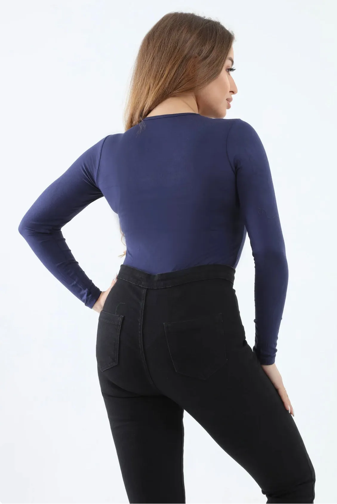 T-Shirt Round Long Sleeves Navy - Small