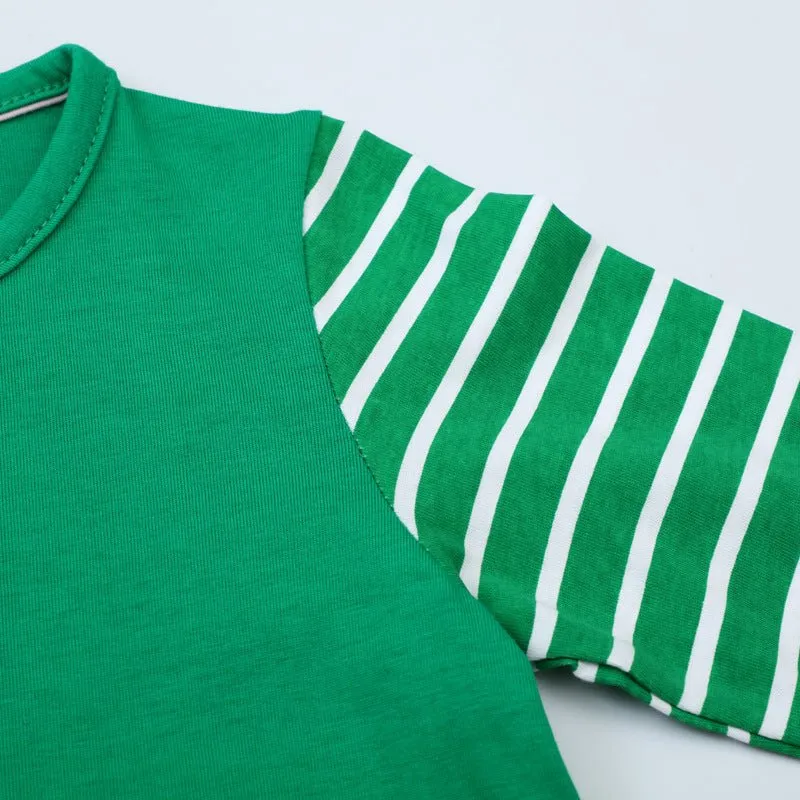 Toddler/Kid Girl's Squirrel Design Long Sleeve Green Dress