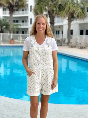 White Floral Overalls