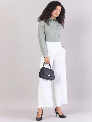 White Inverted Pleats High Waist Trouser