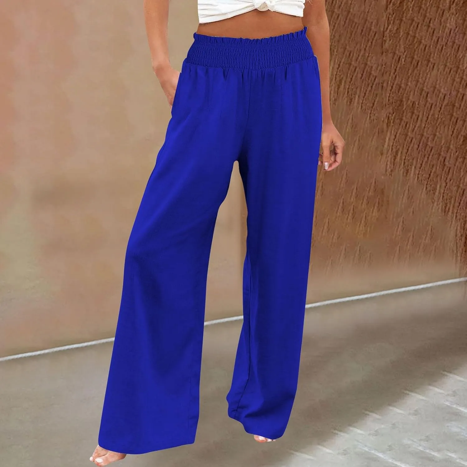 Womens Tall Dress Pants Wide Leg High Waist Summer Casual Boho Trousers Travel Vacation Long Work